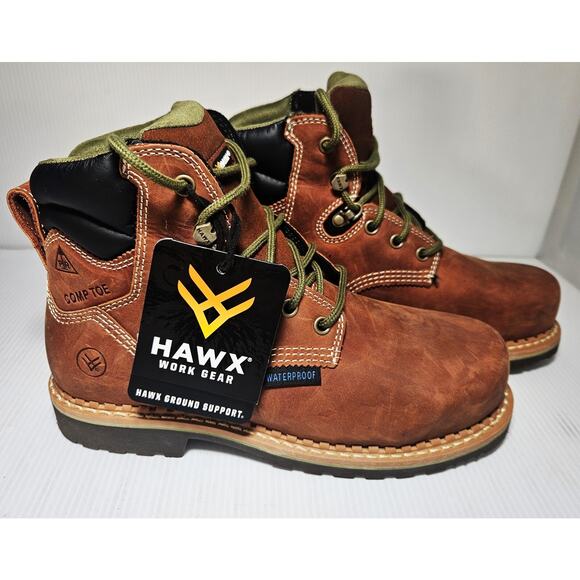 HAWX Work Gear Women’s Waterproof Composite Toe Work leather Boots NEW - Picture 1 of 10